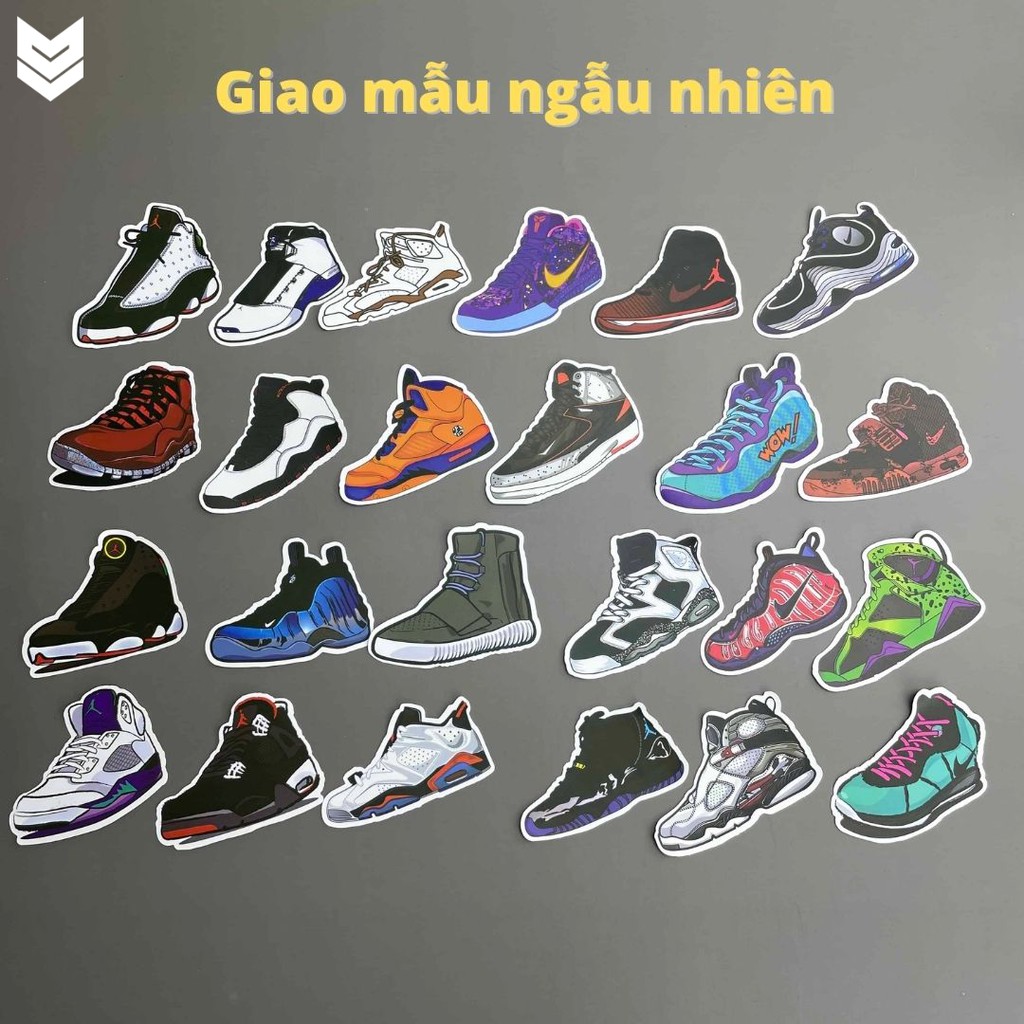 01 Miếng dán Sticker phủ PVC hình sneaker cực Cool chống nước, bay màu, dán nón bảo hiểm vali bình nước laptop đt