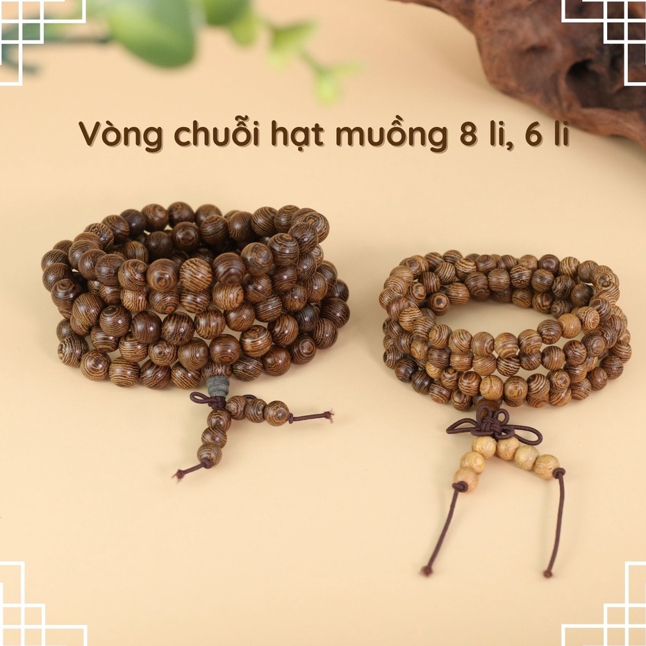 Chuỗi đeo tay - vòng phong thủy bằng gỗ, tràng hạt 6 li và 8 li thơm nhẹ mùi gỗ tự nhiên - Trong Nhà