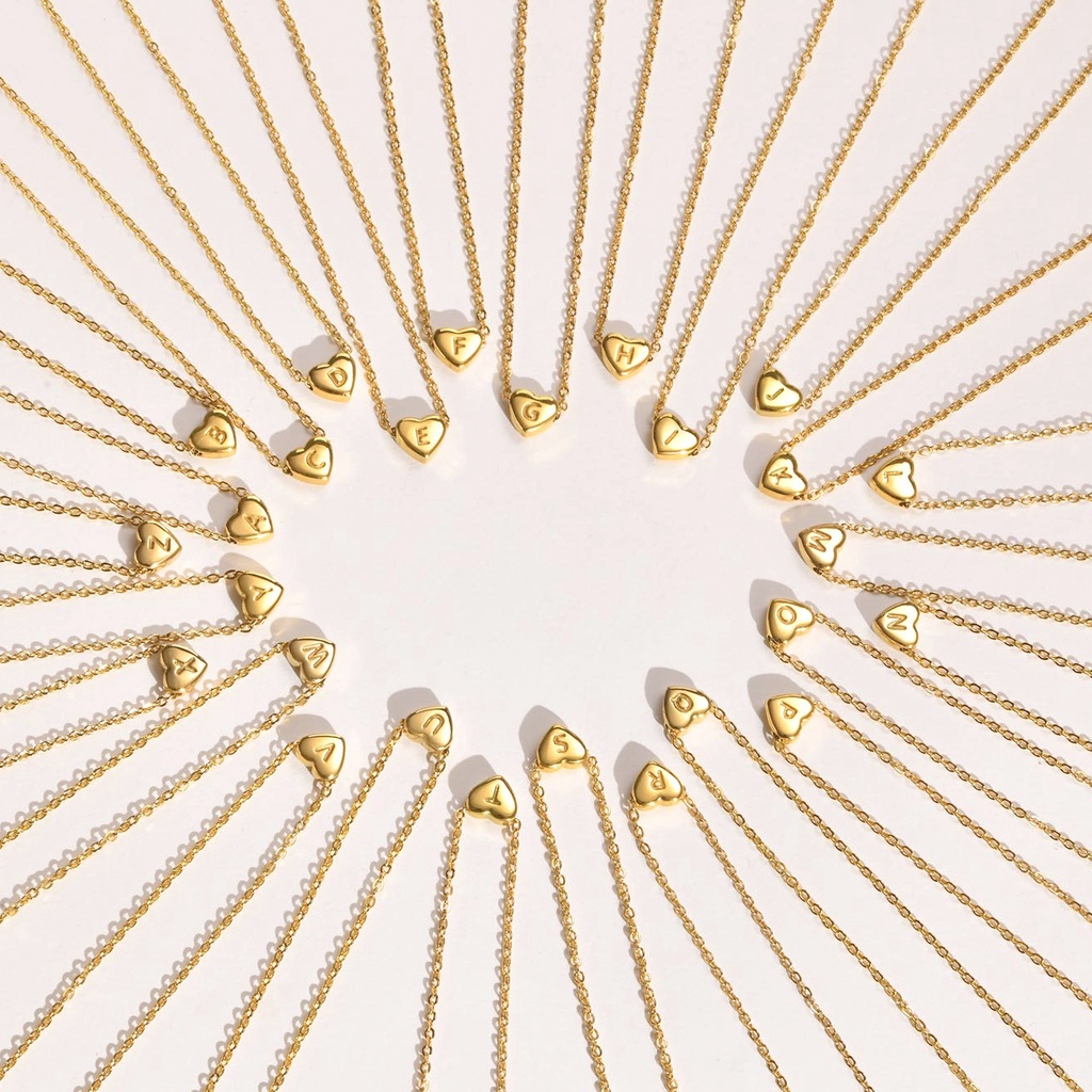 Vnox Vòng cổ Mạ Vàng 14K Mặt Hình Trái Tim Khắc Chữ Thời Trang Cho Nữ