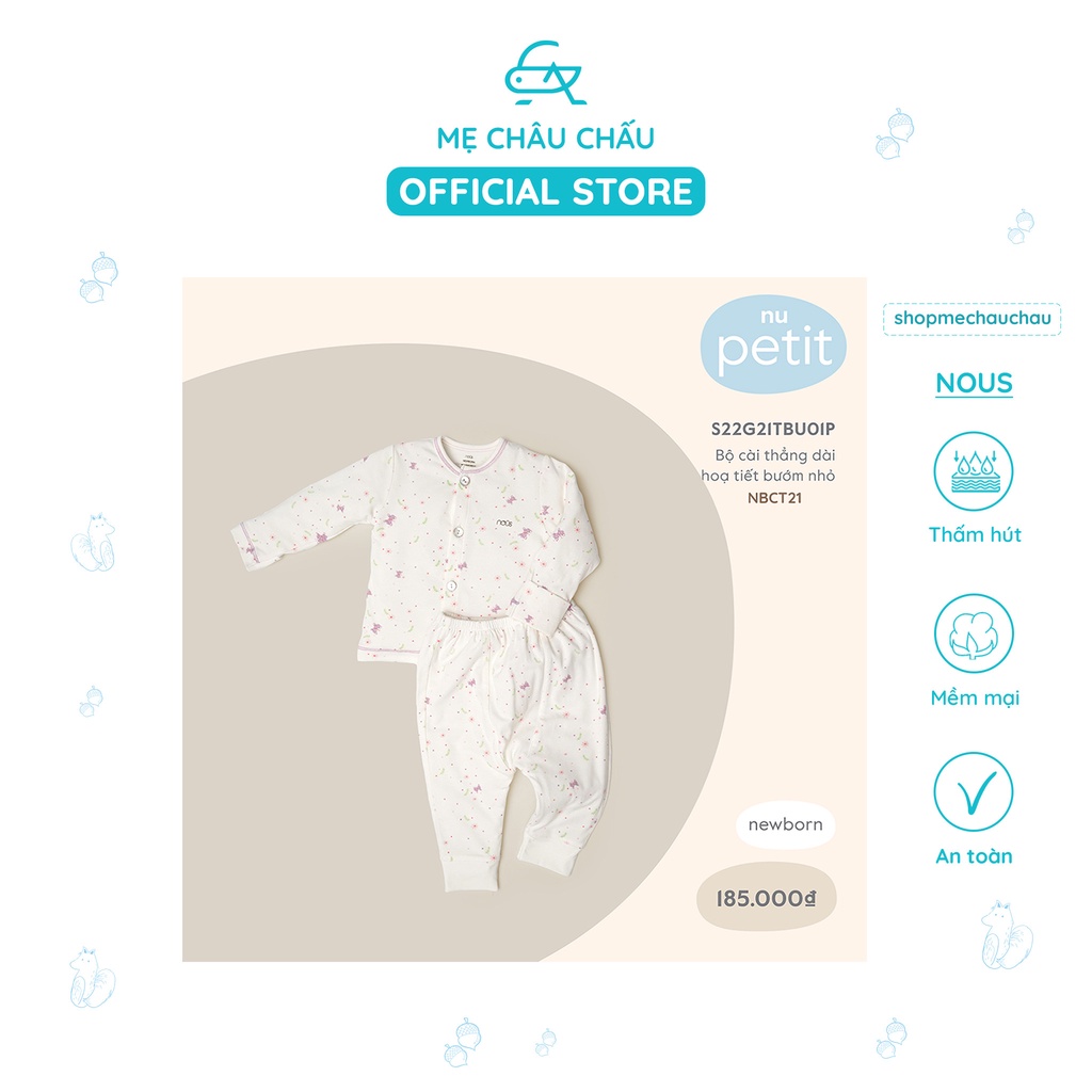 [FULL]Bộ Quần Áo Sơ Sinh Nous Cài Thẳng Nous+Cài Lệch Body có Tất Chất Petit Size