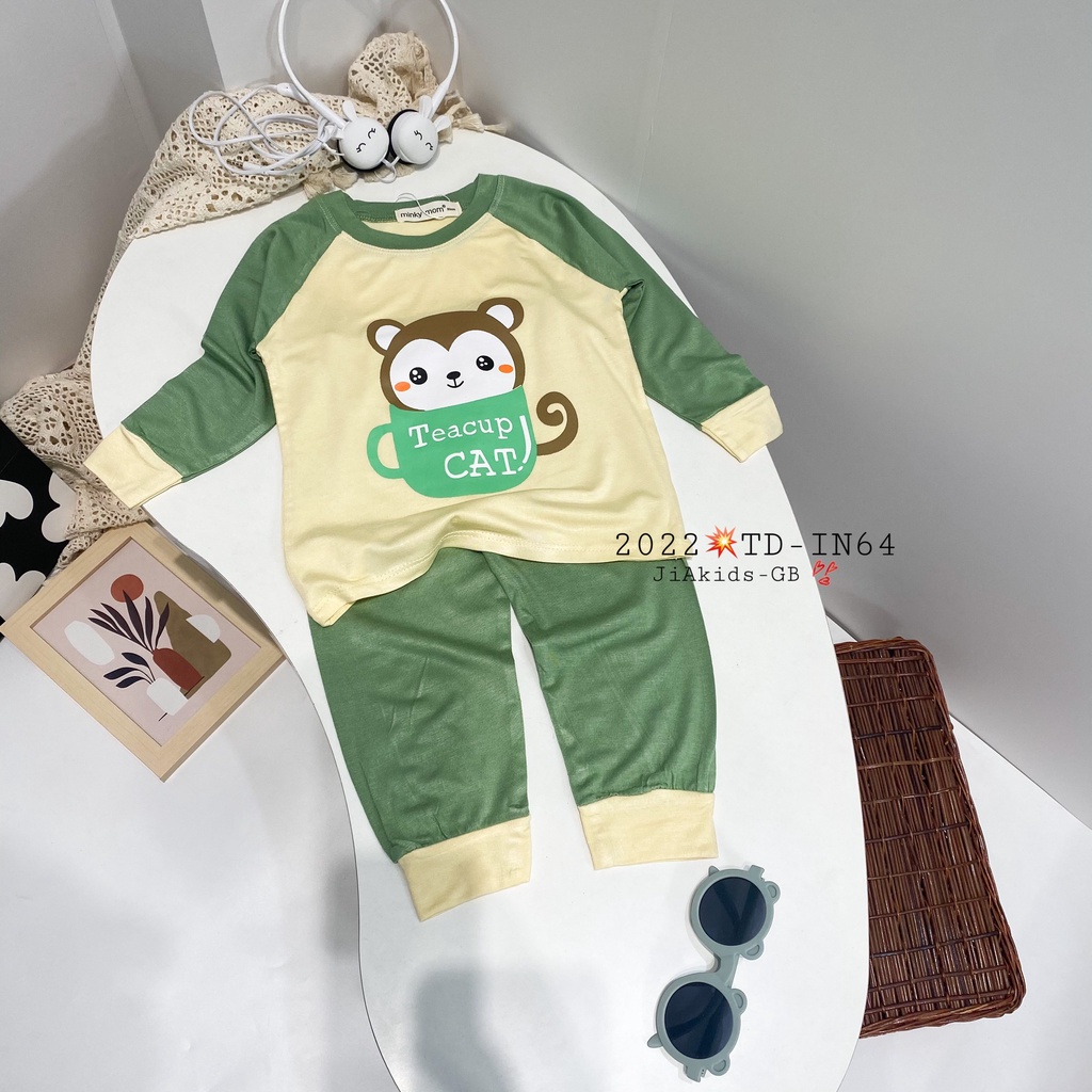 [Bé:8-27kg] Bộ Quần Áo Dài Tay Minky Mom Thun Lạnh Thoáng Mát Thiết Kế Trơn In Hoạ Tiết Cho Trẻ 0-5 Tuổi- Mã TD-IN64