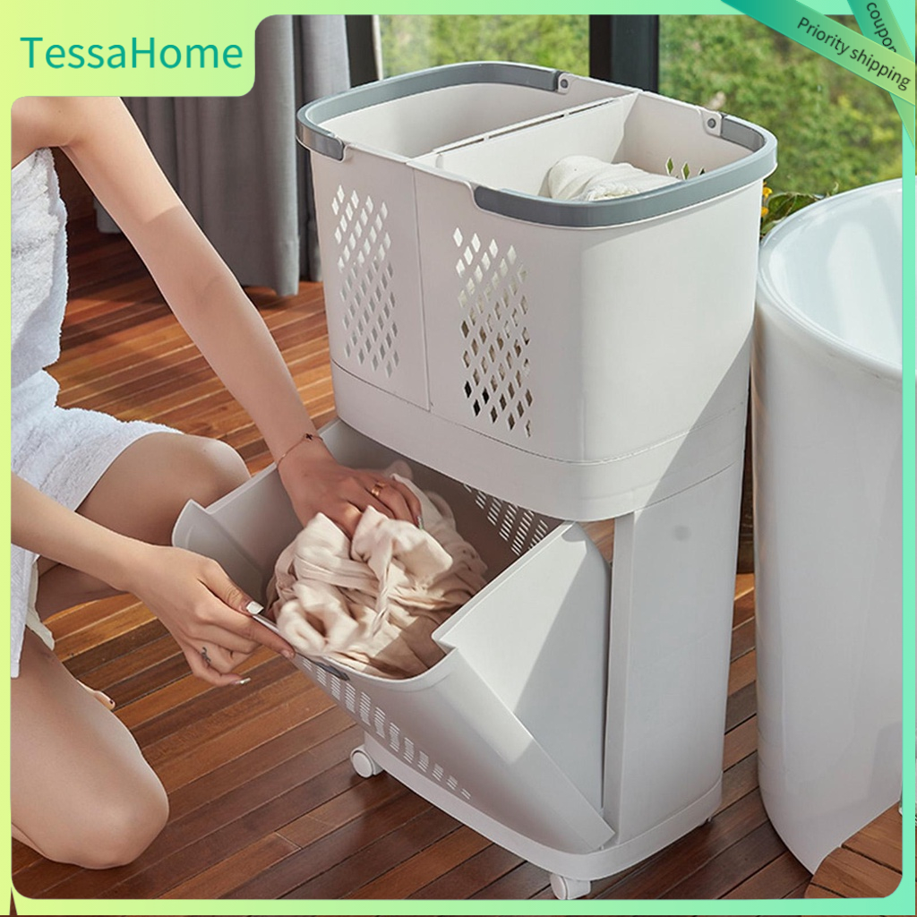 TessaHome Giỏ đựng quần áo thiết kế hiện đại đóng Hộp quần áo bẩn với kệ lưu trữ cho phòng tắm