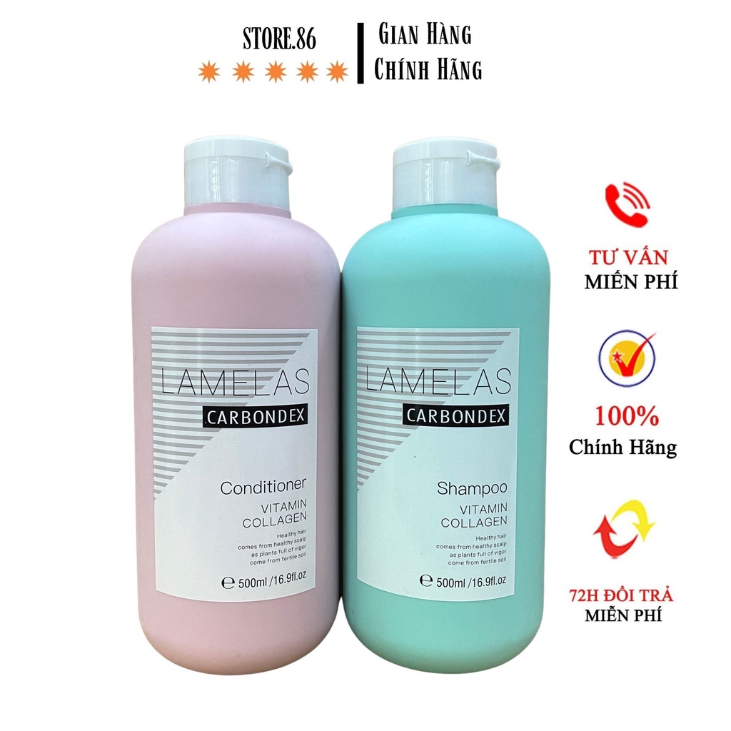 Bộ Dầu gội xả phục hồi LAMELAS-CARBONDEX, siêu mềm mượt - siêu lưu hương 500ml*2 hàng chính hãng