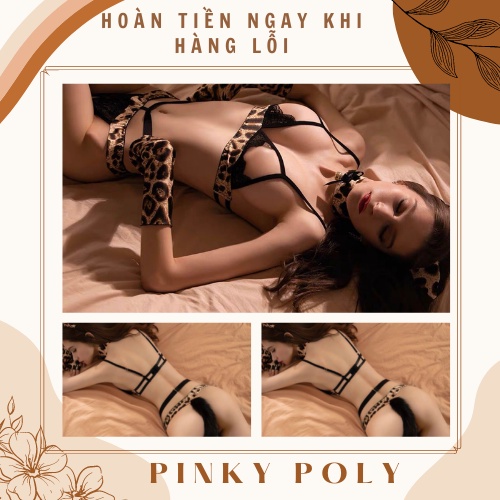 Bộ Đồ Lót Sexy - Bộ Đồ Ngủ Quyến Rũ Gợi Cảm - Bộ Đồ Lót Cosplay Sexy - Fullset Đồ Lót Sexy có nơ da beo PinkyPoly CP03 | BigBuy360 - bigbuy360.vn