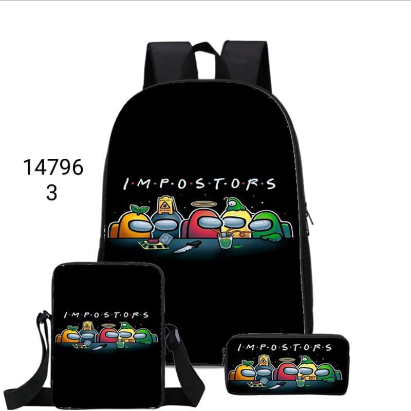 Ba lô cặp sách bé trai Among US sét 3 món tặng kèm túi đeo chéo hộp đựng bút đồng bộ giao màu ngẫu nhiên