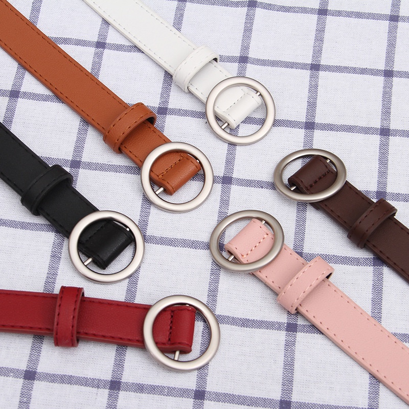 SmileFairyCC【COD &amp; Hàng Có Sẵn】Thắt Lưng Ulzzang Hình Chữ Nhật / Tròn Không Lỗ 2.3cm - Cho Nữ Sinh