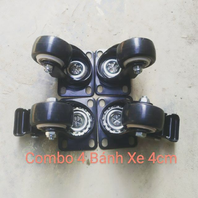 Combo 4 bánh xe loa kẹo kéo cao cấp có khóa Bánh xe 4cm Bánh xe 5cm