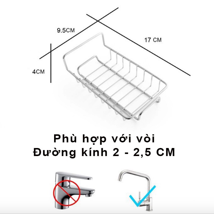 Giá kệ gắn vòi rủa chén bát, kệ gắn vòi sen để đồ không han gỉ