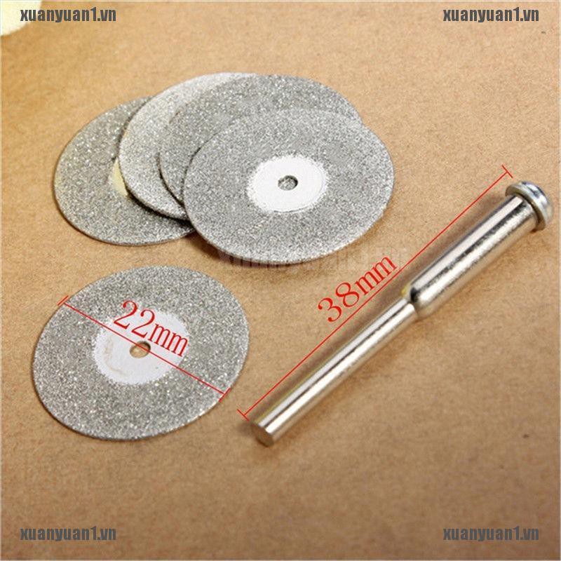 [XUANYUAN1] Hot 5 Lưỡi Cắt Kim Cương Dập Nổi 22mm + 1 Trục Khoan