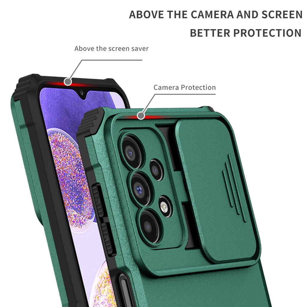 Ốp Điện Thoại Bảo Vệ Ống Kính Máy Ảnh Kiểu Giáp Kèm Giá Đỡ Cho Samsung Galaxy A52 A32 A12 A72 A22 A52S A51 A21S A31