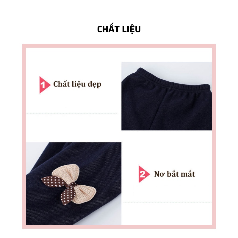 Quần legging lót lông giả bò cho bé gái gắn nơ dễ thương thời trang trẻ em BADAYO SA1702