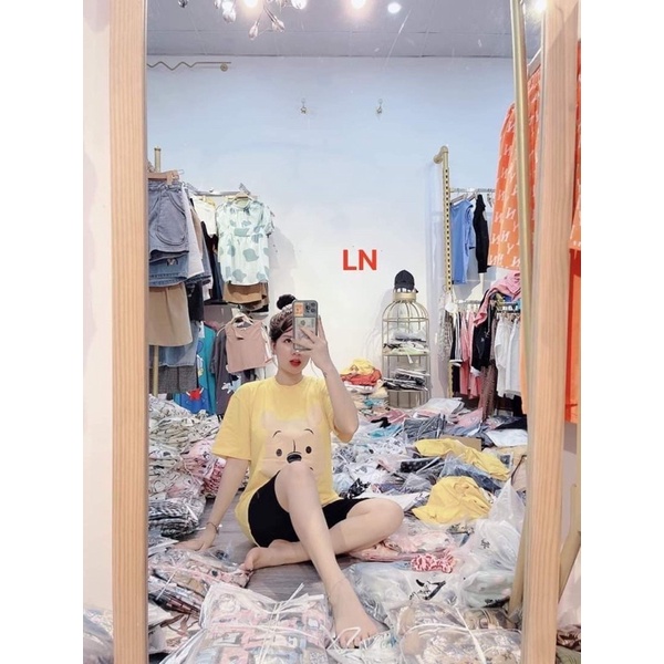 Sét áo phông gấu vàng + quần legging gấu DA