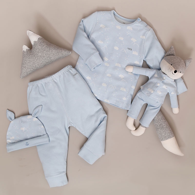 Bộ Quần Áo Dài Cài Vai Nous - Họa Tiết Cáo Ghi Chất Liệu Nu Velours Mềm Mại (Size Từ 9-12 Tháng Đến 18-24 Tháng)