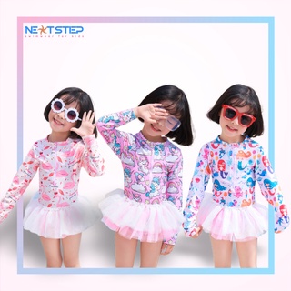 Đồ bơi trẻ em, đồ bơi bé gái Bikini tay dài chân váy tutu phối vải lưới siêu xinh