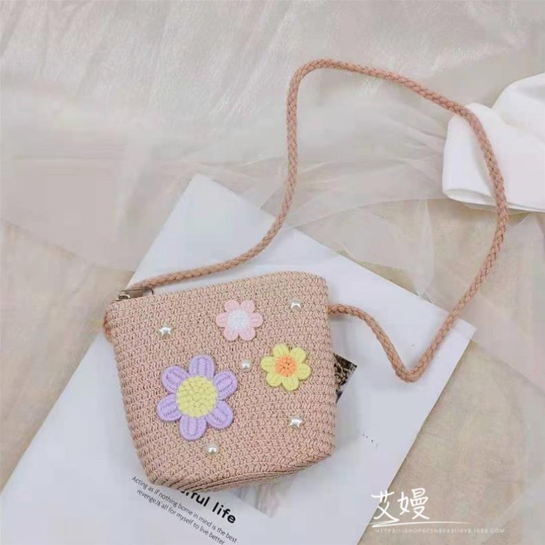 Túi đeo chéo cho bé gái, túi cói đi biển đi chơi kiểu dáng xinh xắn dễ thương