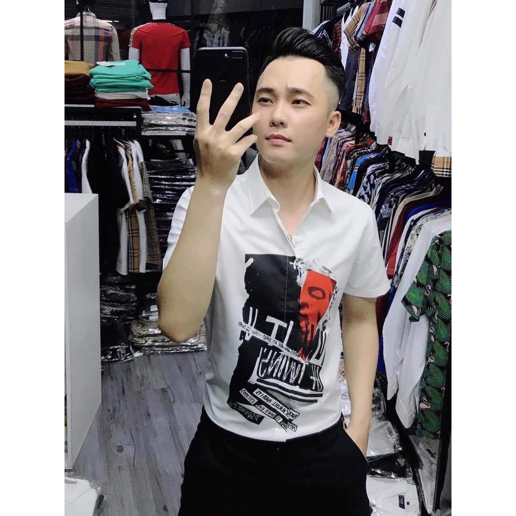 Áo sơ mi nam hàn quốc ngắn tay BBR họa tiết in nhiệt giá rẻ cao cấp AHFASHION | BigBuy360 - bigbuy360.vn