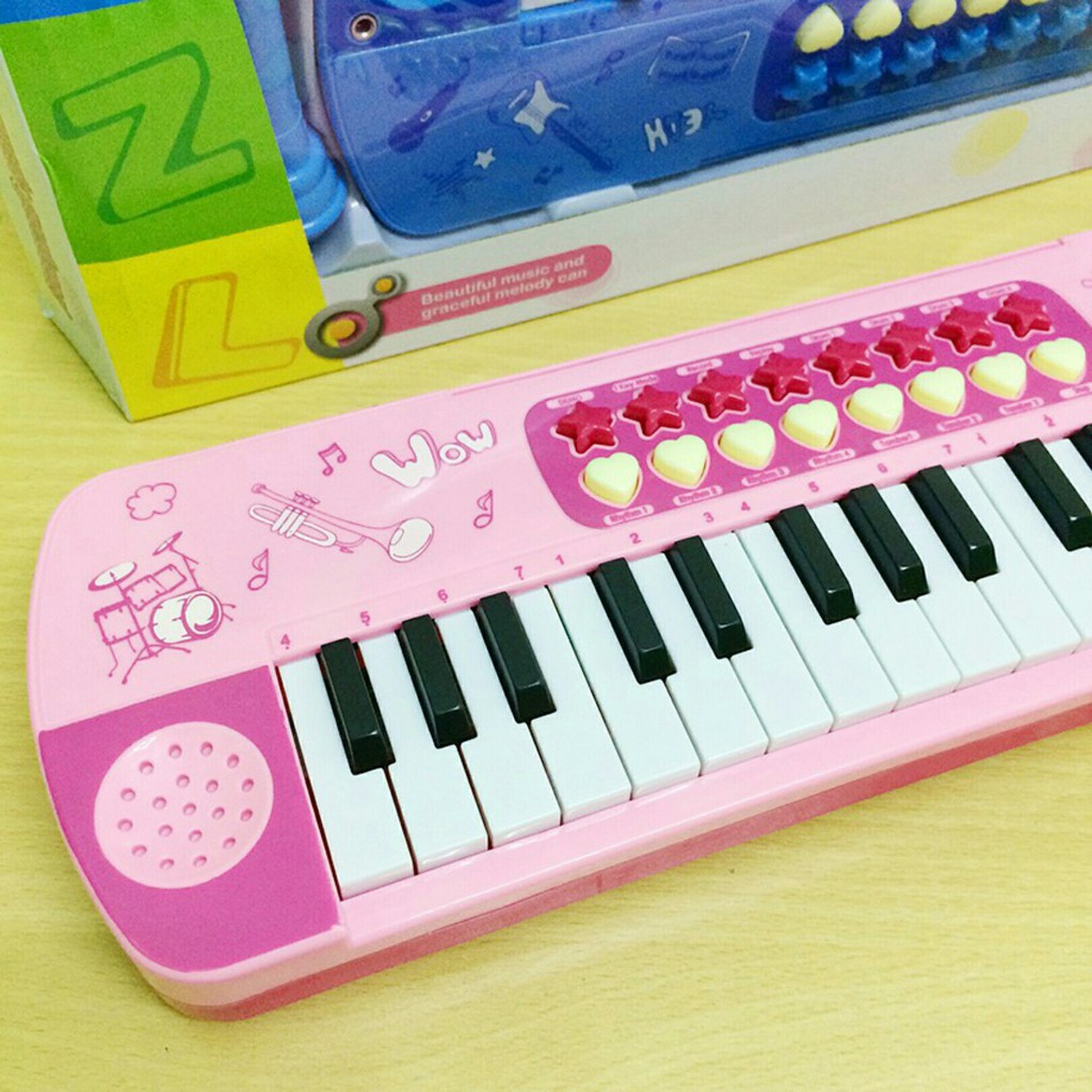 Đàn Piano mini 48 phím kèm Micro cho bé, đồ chơi âm nhạc trẻ em đàn organ nhập vai làm ca sĩ, chất liệu nhựa ABS an toàn