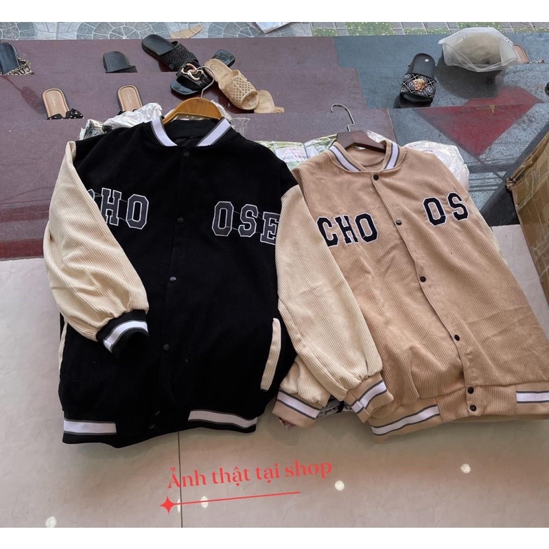 [CÓ ẢNH THẬT] Áo Khoác Bomber Nhung CHOOSE Chất Dày Đẹp 1 Lớp Hàng Có Sẵn