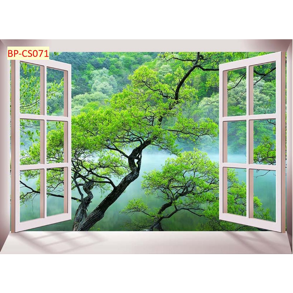 Tranh dán tường 3d cửa sổ thoáng mát