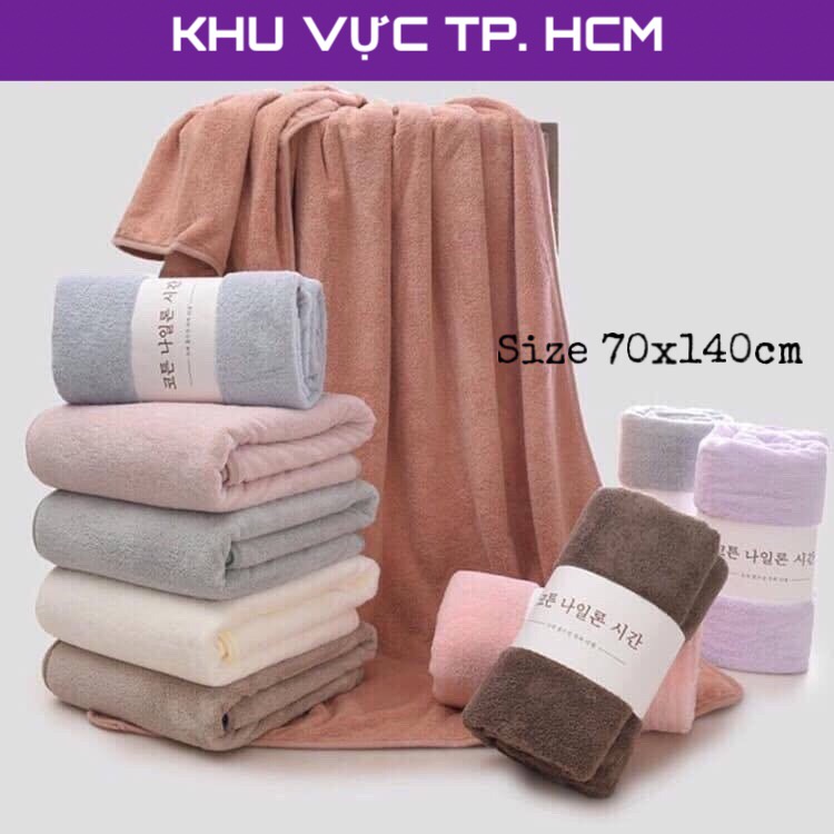 Khăn tắm xuất Hàn Quốc cao cấp, size lớn 70x140cm - Siêu mềm mịn, siêu bền