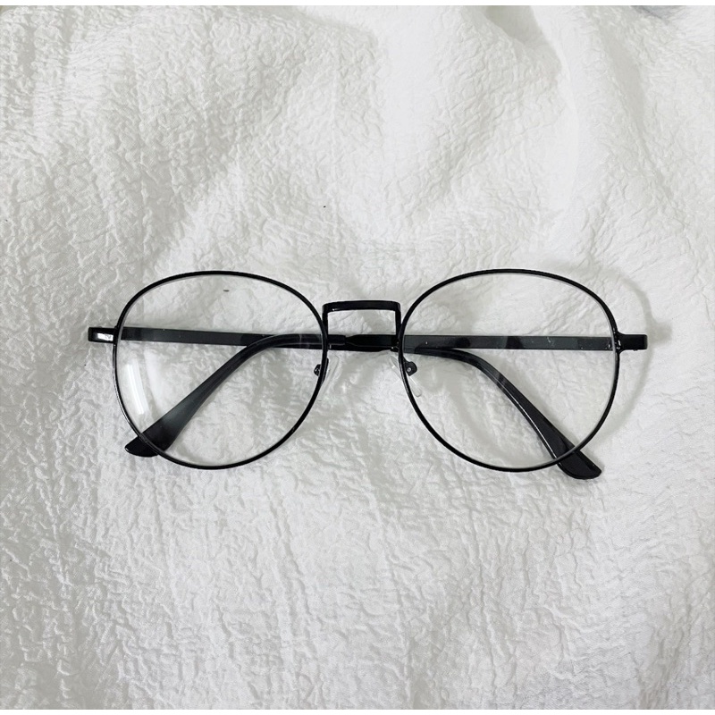 Gọng không độ, kính mắt tròn vintage ngố  kim loại nam nữ Jolie eyewear, nhận cắt tròng cận