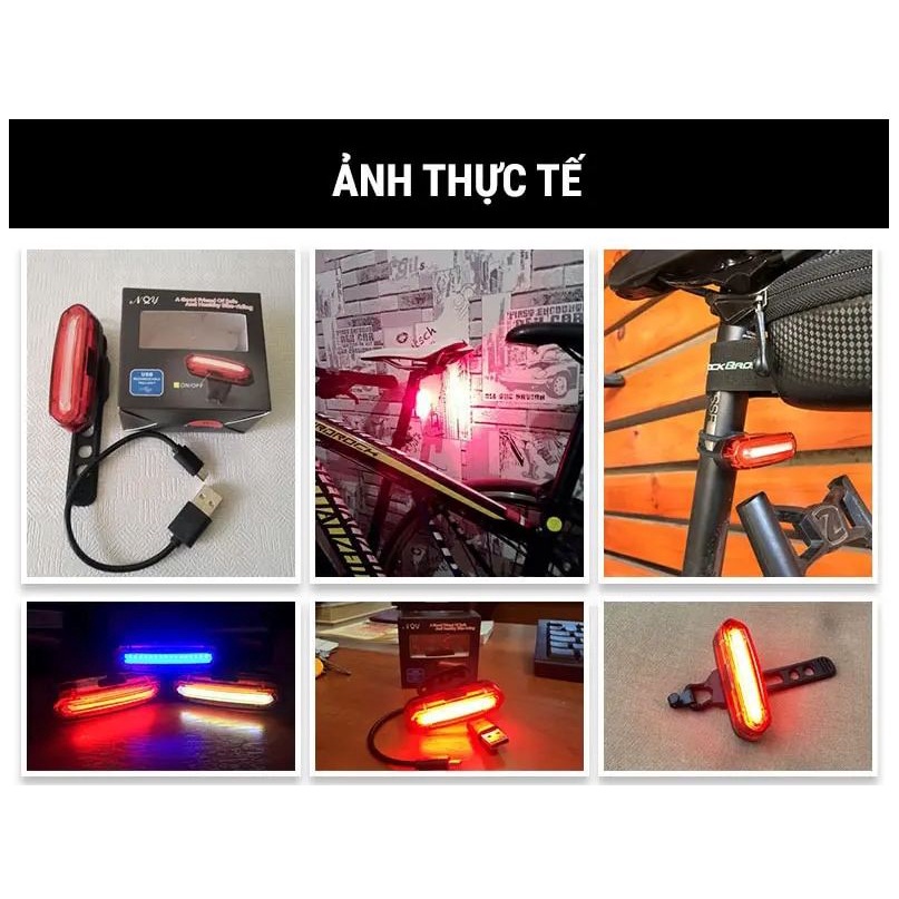 Đèn hậu xe đạp siêu sáng  chống nước NQY, pin sạc USB