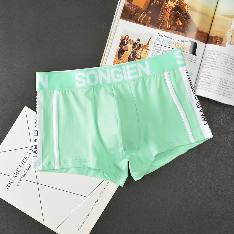 Quần Lót Boxer Vải Mềm Thoáng Khí In Chữ Cá Tính Cho Nam