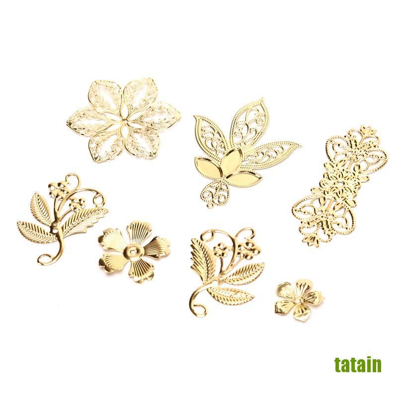 Bộ 50 Lá Kim Loại Phong Cách Vintage Dùng Làm Trang Sức Diy