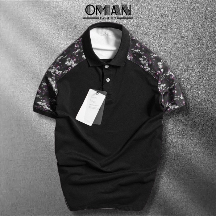 Áo polo nam phối lưng hoạ tiết, áo cộc tay cổ bẻ chất poly cotton - OMAN AP44