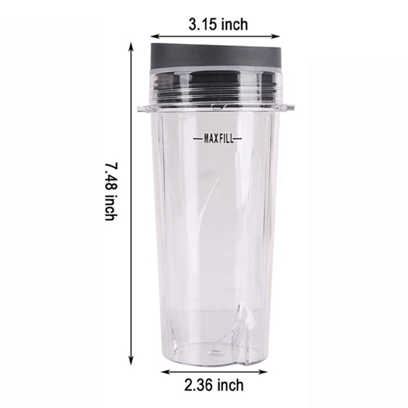 Set 2 Cốc Đánh Trứng 16 OZ Kèm Nắp Đậy Thay Thế Cho Ninja BL660 BL770 BL740 / QB3000 / BL810