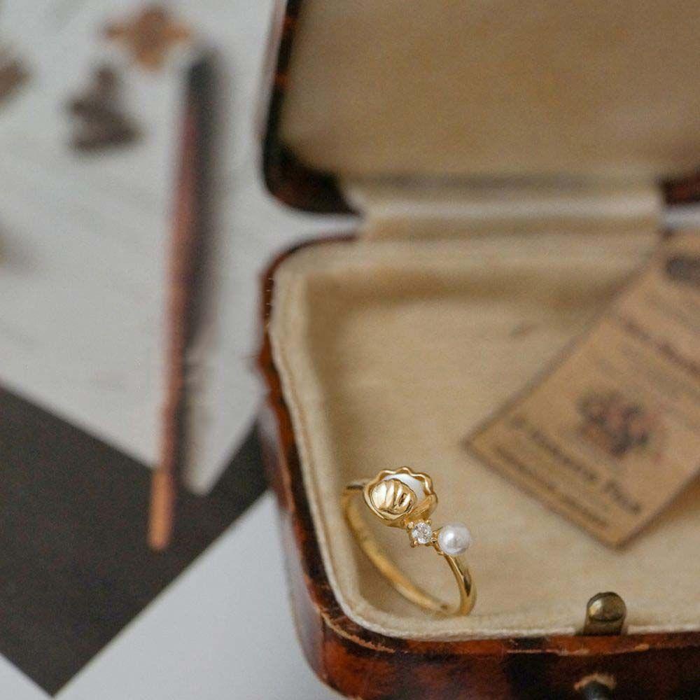 Nhẫn Hở Hình Vỏ Sò Đơn Giản Thời Trang Pháp Cổ Điển Cho Nữ