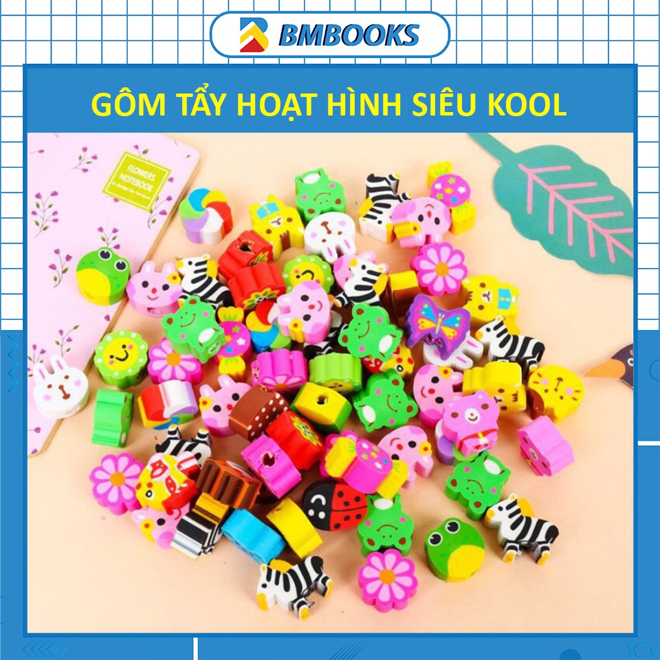 Gôm tẩy dễ thương - Gôm tẩy bút chì cao su hoạt hình nhiều mẫu cực cute cho học sinh BMBooks