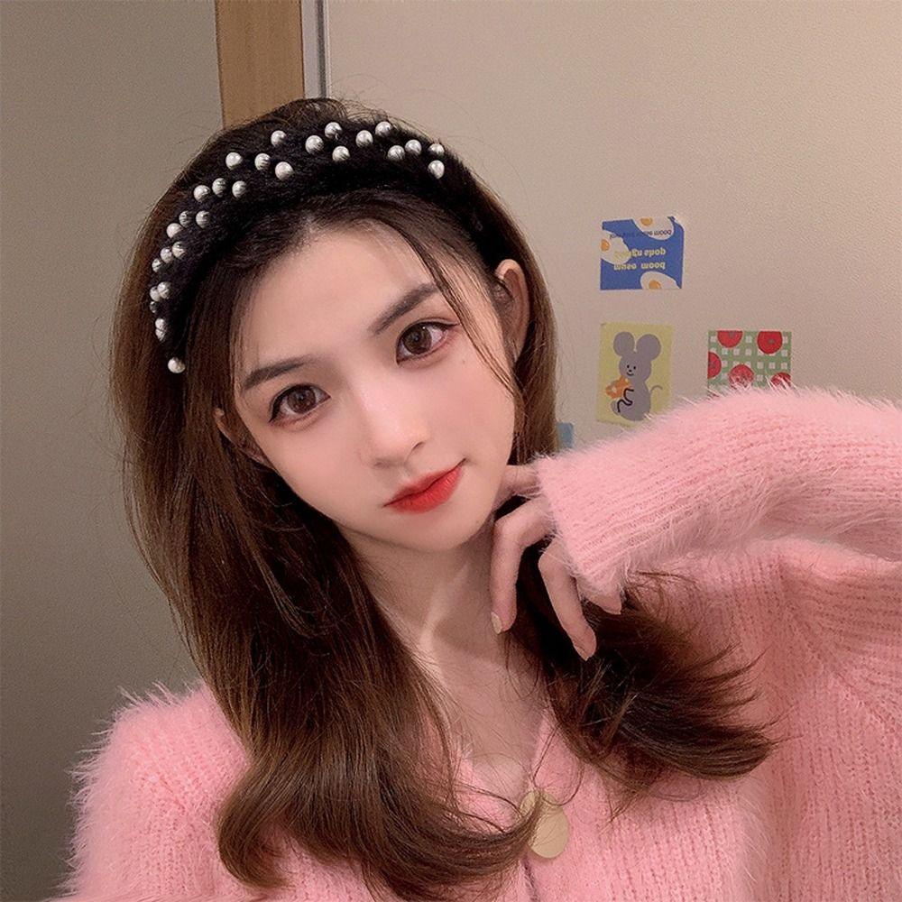 Băng Đô Cài Tóc Phủ Lông Acrylic Chống Trượt Thời Trang Thu Đông Cho Nữ