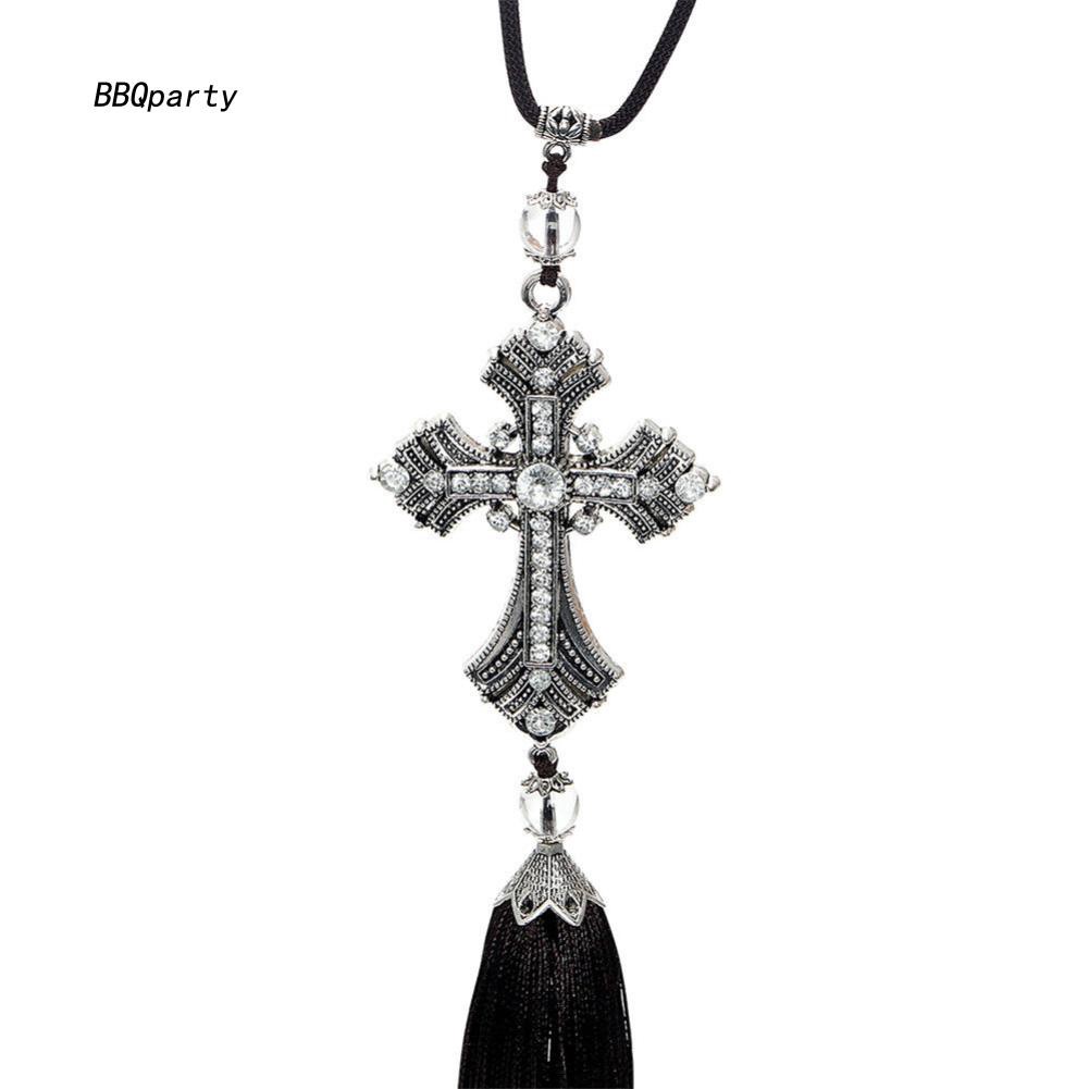 Dây Treo Trang Trí Gương Chiếu Hậu Xe Hơi Hình Chúa Jesus Thánh Giá Bằng Đá Thạch Anh
