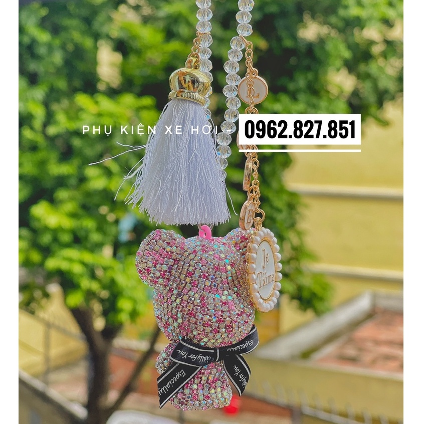 Dây Treo Trang Trí Gương Chiếu Hậu Xe Hơi - Khánh Treo Gương Đính Đá Gấu Gloomy