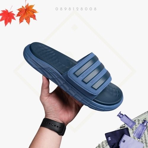 Dép Quai Ngang Thể Thao Adjdas Duramo SL Slide - Đen Sọc Trắng - Xanh Navy