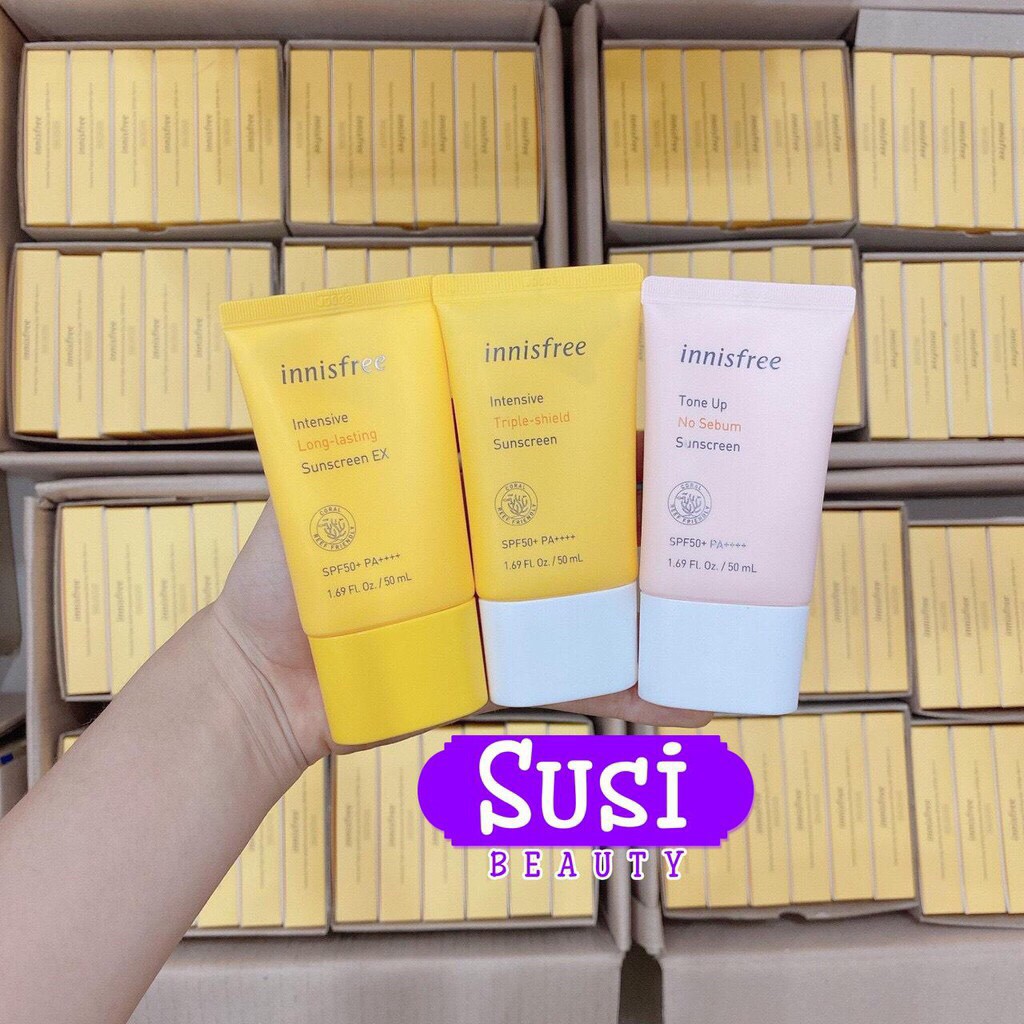 Kem Chống Nắng Innisfree No Sebum, Long Lasting, Triple Care, Mild, Triple-Shield Sunscreen SPF 50+/PA++++ 50ml