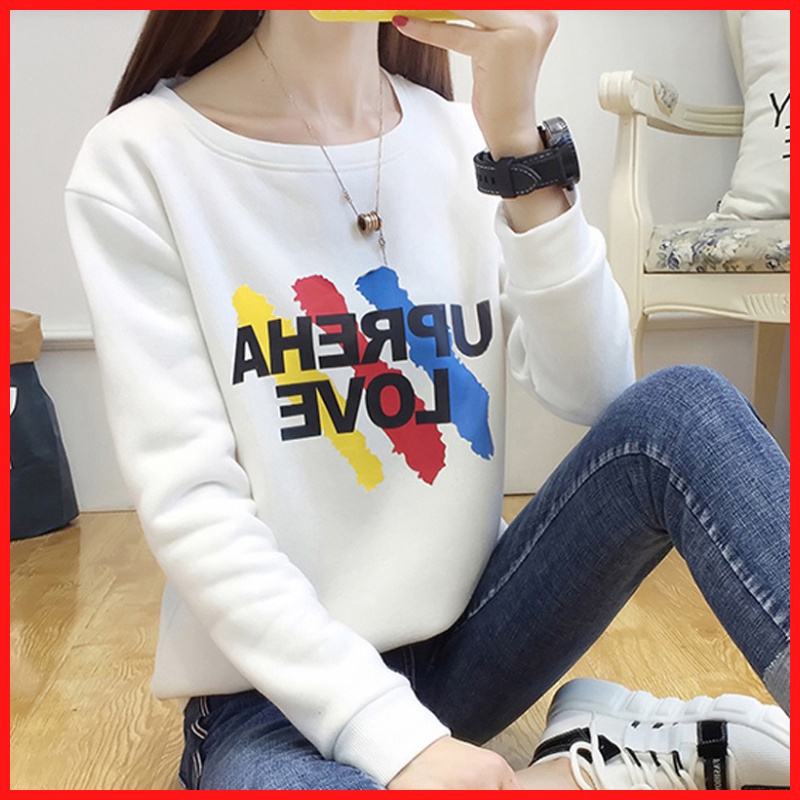 Áo Thun Sweater Nữ Tay Dài Vây Cá In Chữ UREHA LOVE ATN4350 - Market King