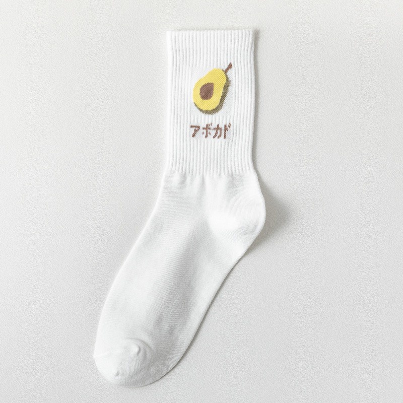 Tất nữ cổ cao MOKANA tất nhún họa tiết hoa quả xinh xắn TC08