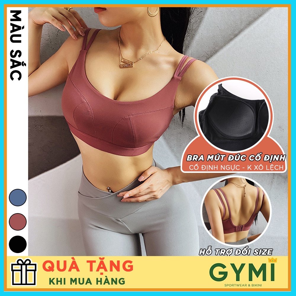 Áo bra tập gym yoga nữ GYMI AL24 thể thao chất thun lạnh mút ngực đúc may liền cố đinh nâng đỡ ngực