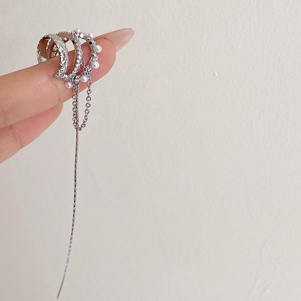 Khuyên Kẹp Vành Tai Dài Đính Ngọc Trai Thời Trang Cho Nữ