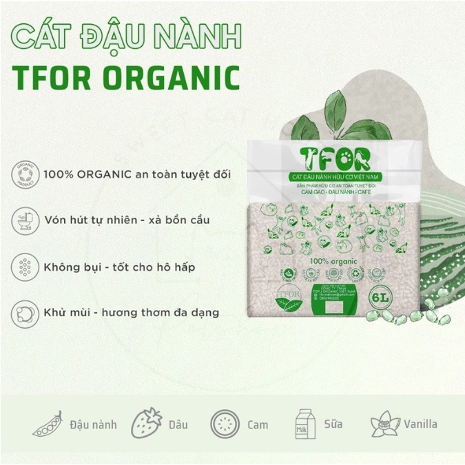 Cát Đậu Nành Hữu Cơ TFOR 6L | Cát Vệ Sinh Cho Mèo | PET2021