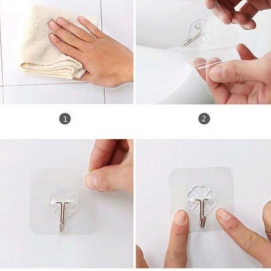 Móc Dán Tường Siêu Dính Trong Suốt Chịu Lực Tốt Treo Tường Chắc Chắn 6x6 cm