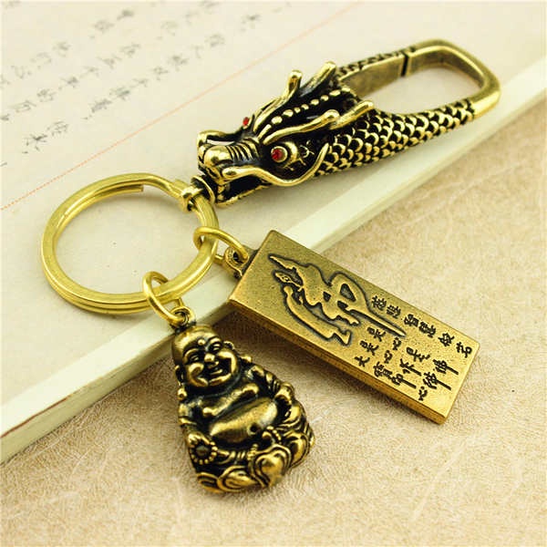 【Hàng Có Sẵn】Móc Khóa Đồng Thau Nguyên Chất Hình Đầu Rồng Treo Thắt Lưng Sáng Tạo Cho Nam