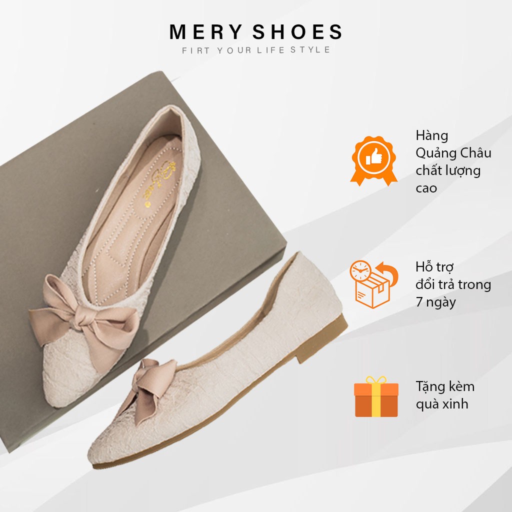 Giày búp bê 💖𝑭𝑹𝑬𝑬𝑺𝑯𝑰𝑷💖 Giày bệt mũi nhọn đế 1,5cm mềm êm chân Hot Trend MBS169 - MERY SHOES | BigBuy360 - bigbuy360.vn