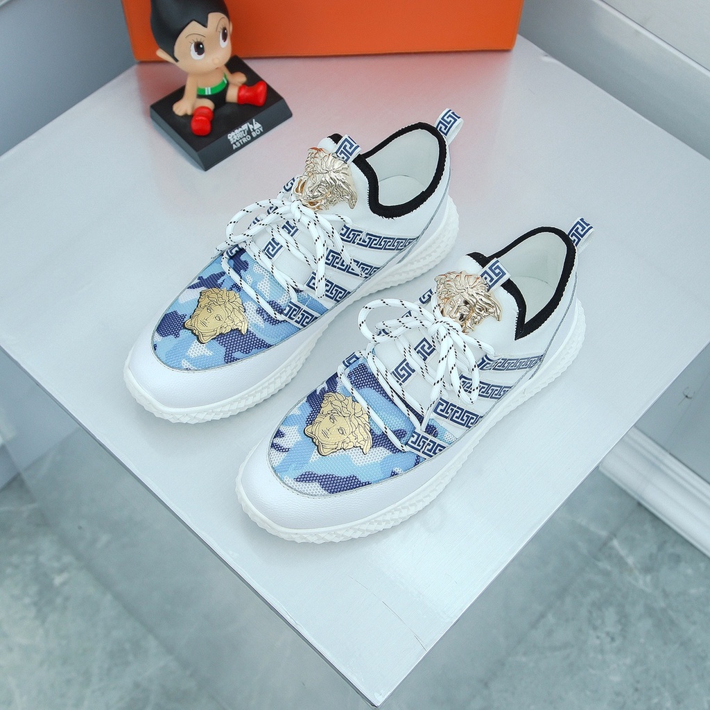 Giày thể thao nam da thật VERSACE thiết kế trẻ trung, họa tiết, màu sắc bắt mắt, ấn tượng