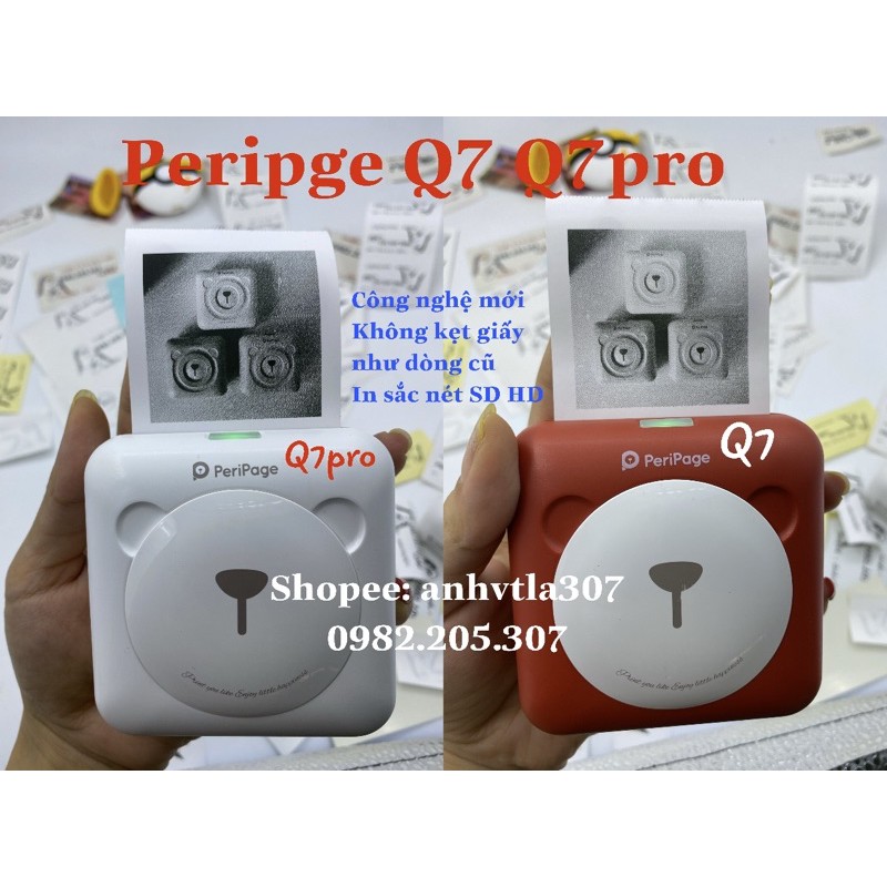 [Chính hãng]Máy in nhiệt mini PERIPAGE Q7 &amp; Q7pro công nghệ in mớitặng kèm 5 cuộn giấy chính hãng