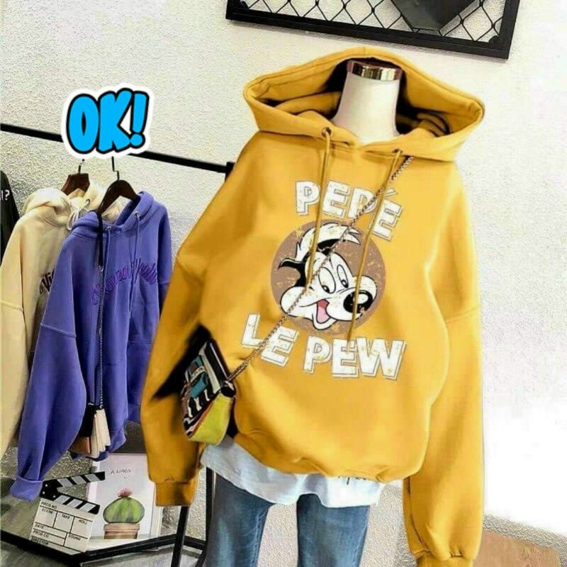 Áo hoodie unisex có mũ chất nỉ ngoại chống nắng, chống lạnh form rộng thêu hoạt hình, mẫu áo khoác mới dành cho bạn teen