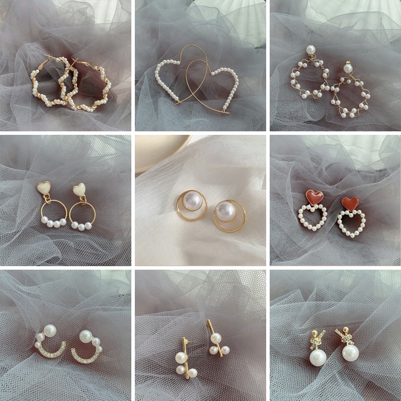 Khuyên tai dáng dài đính ngọc trai phong cách Hàn Quốc