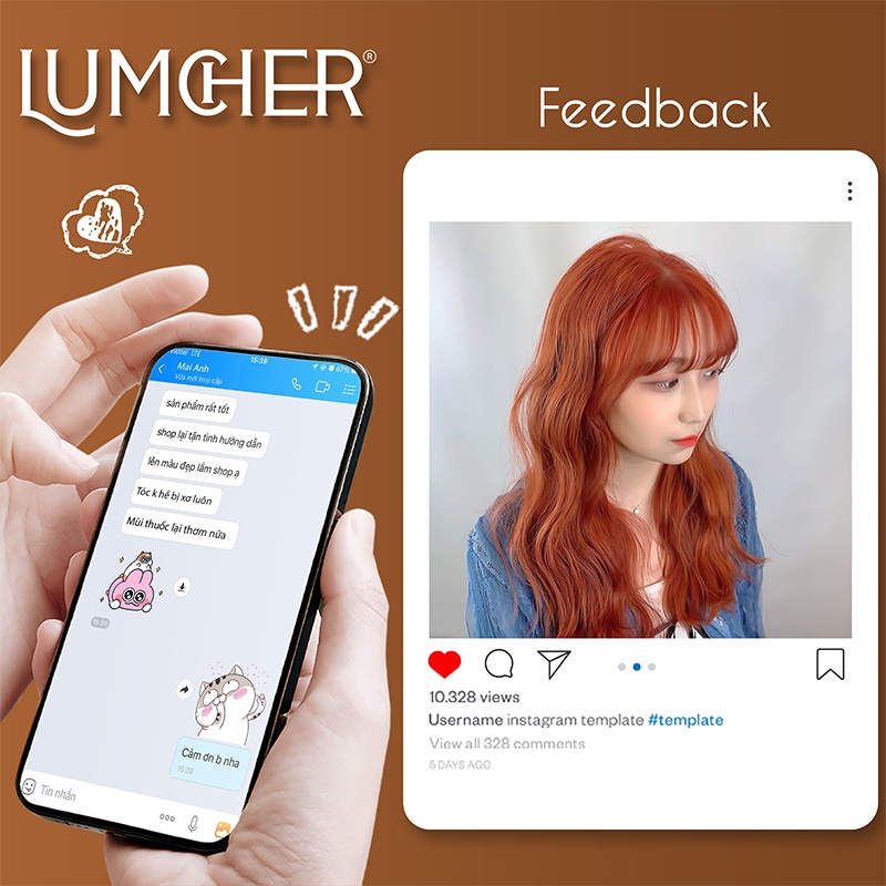 Thuốc nhuộm tóc Nâu Cam Đất không tẩy giá rẻ chính hãng không tẩy Lumcher LC33